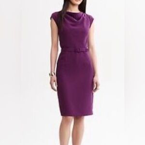 Banana Republic Plum Sheath Dress with Belt Detail